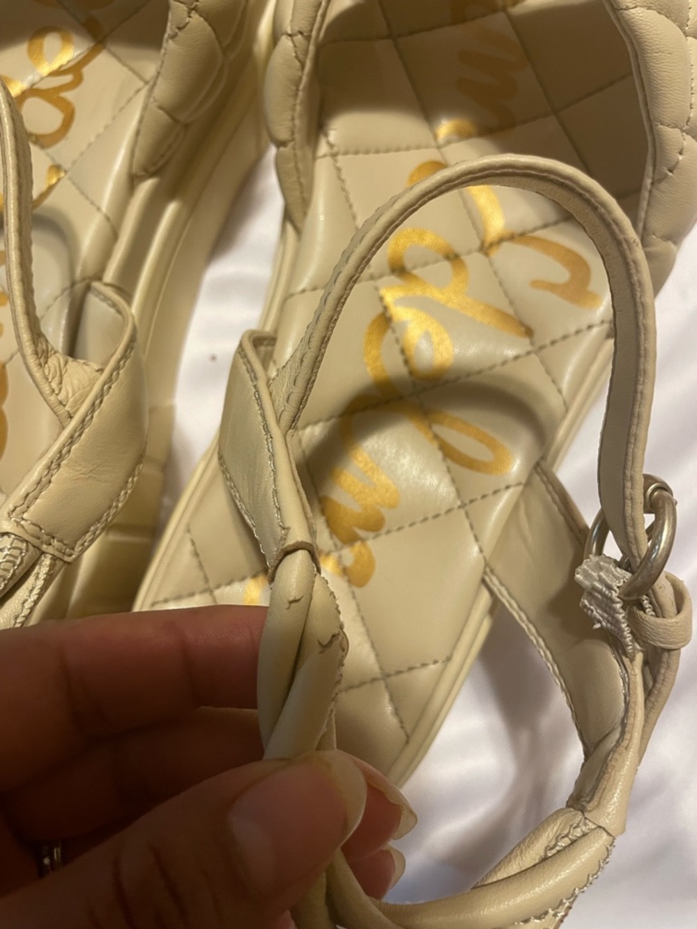 Sam Edelman Quilted Platform Sandal - Cream/White - Picture 7 of 13